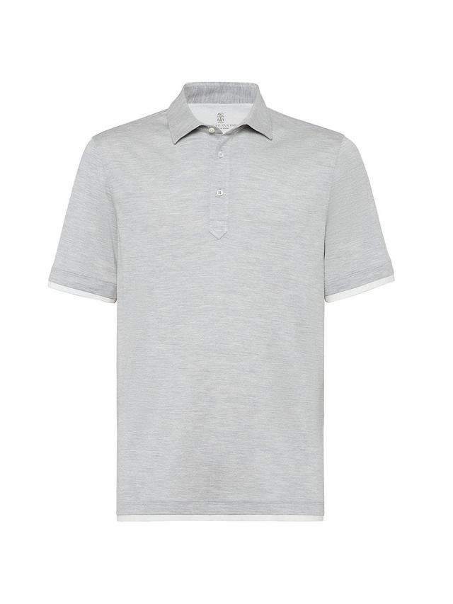 Mens Silk and Cotton Lightweight Jersey Polo Shirt Product Image