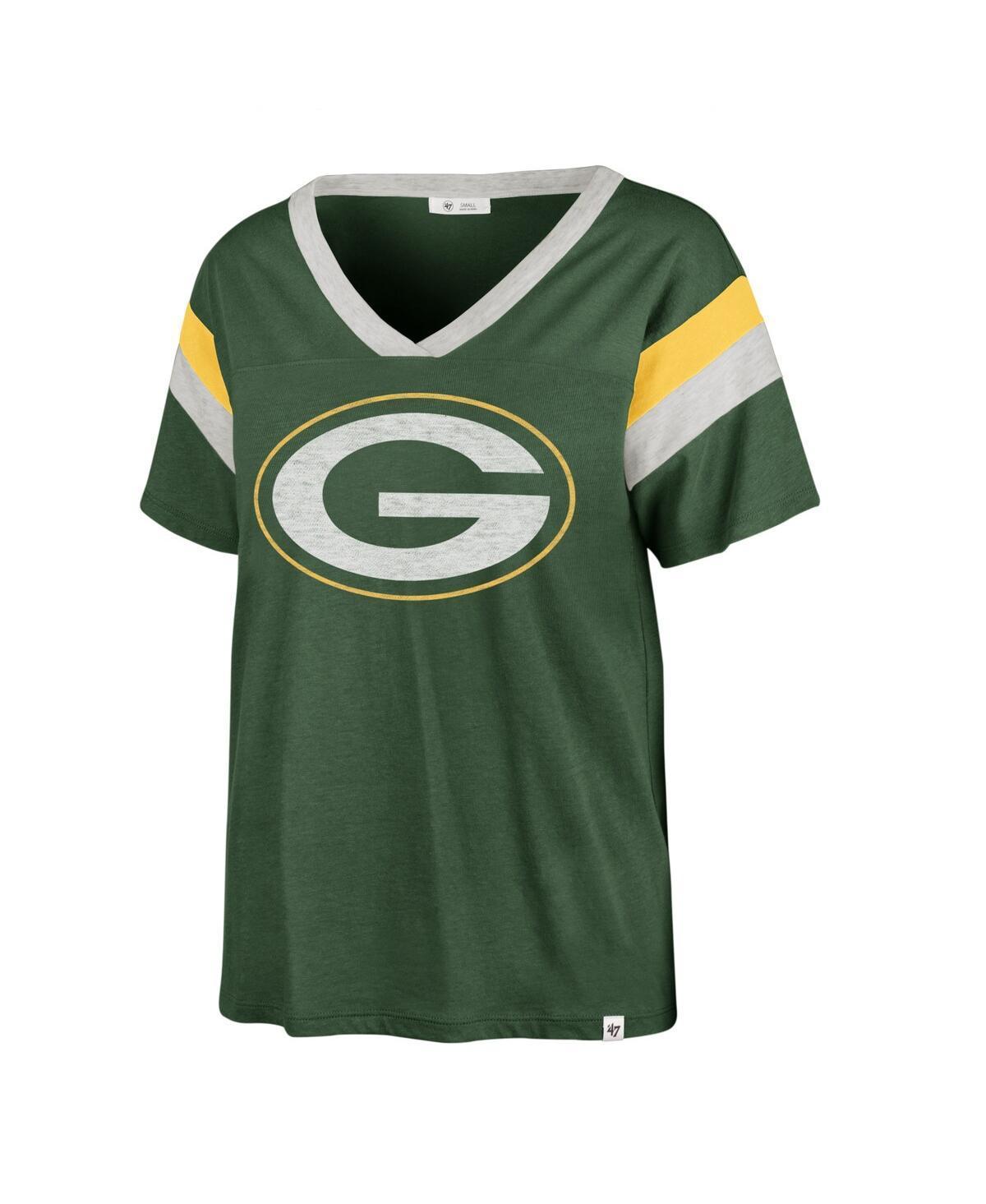 Womens 47 Brand Green Distressed Green Bay Packers Phoenix V-Neck T-shirt Product Image