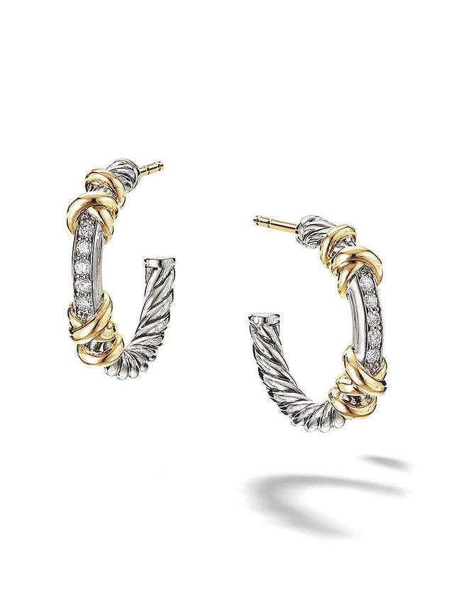 Womens Petite Helena Wrap Hoop Earrings with 18K Yellow Gold and Pav Diamonds Product Image