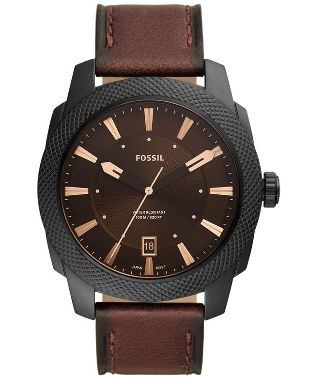 Fossil Mens Machine Quartz Brown Leather Strap Watch, 49mm Product Image