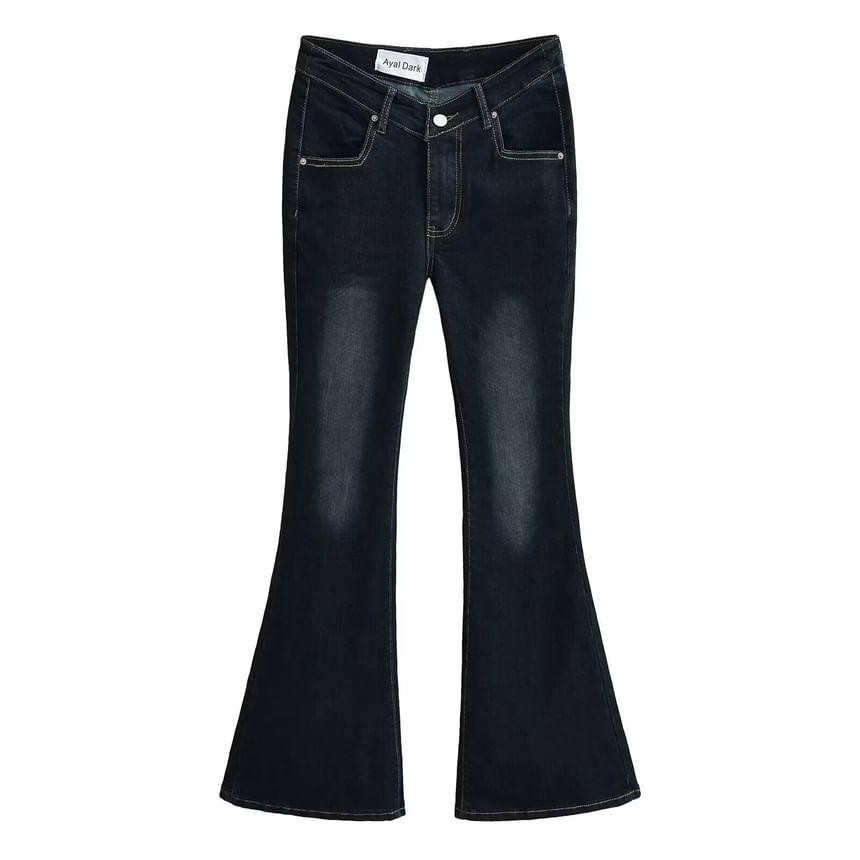 High Rise Washed Flared Jeans Product Image