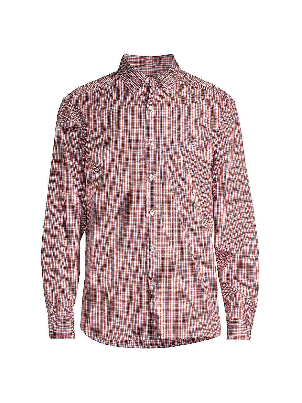 Mens Small Check Poplin Button-Down Shirt Product Image