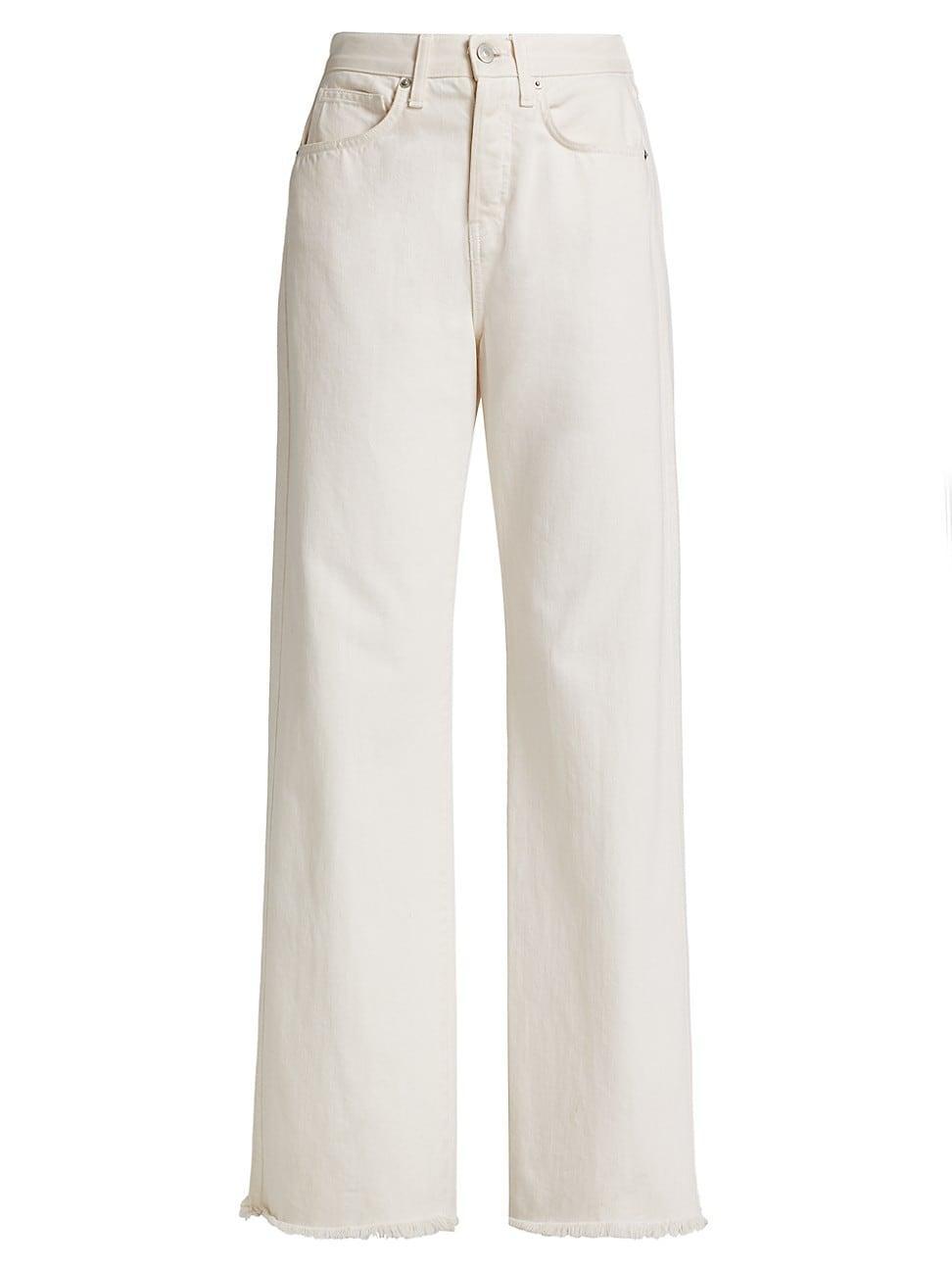 Veronica Beard Taylor High Waist Fray Hem Wide Leg Jeans Product Image