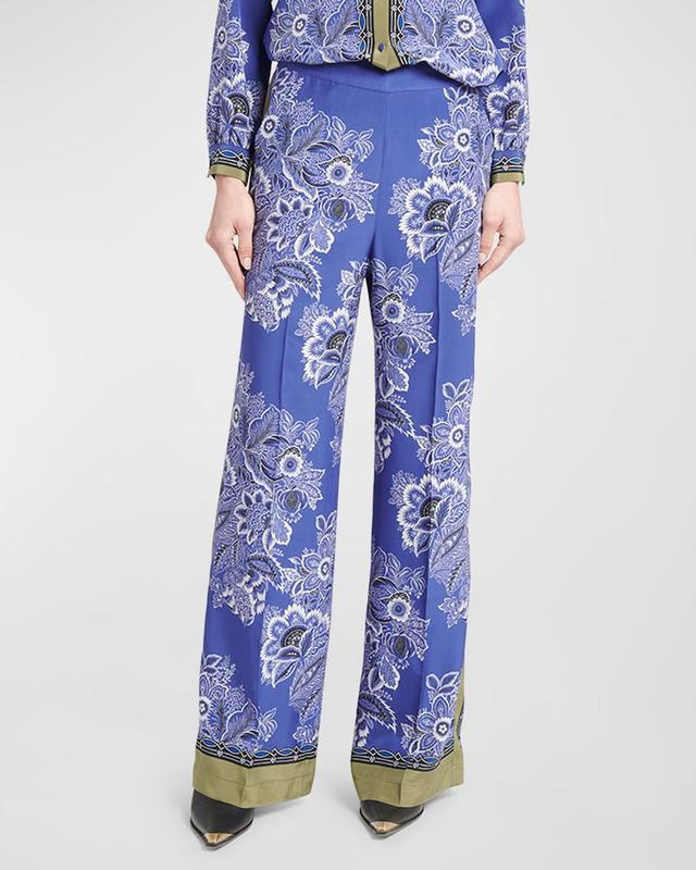 Womens Bandana Wide-Leg Silk Pants Product Image