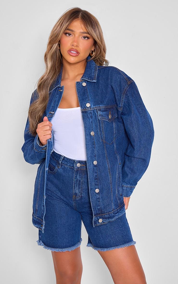 Indigo Oversized Denim Jacket Product Image