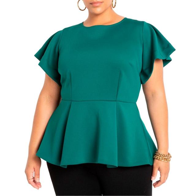 Eloquii Womens Flare Sleeve Peplum Top Product Image