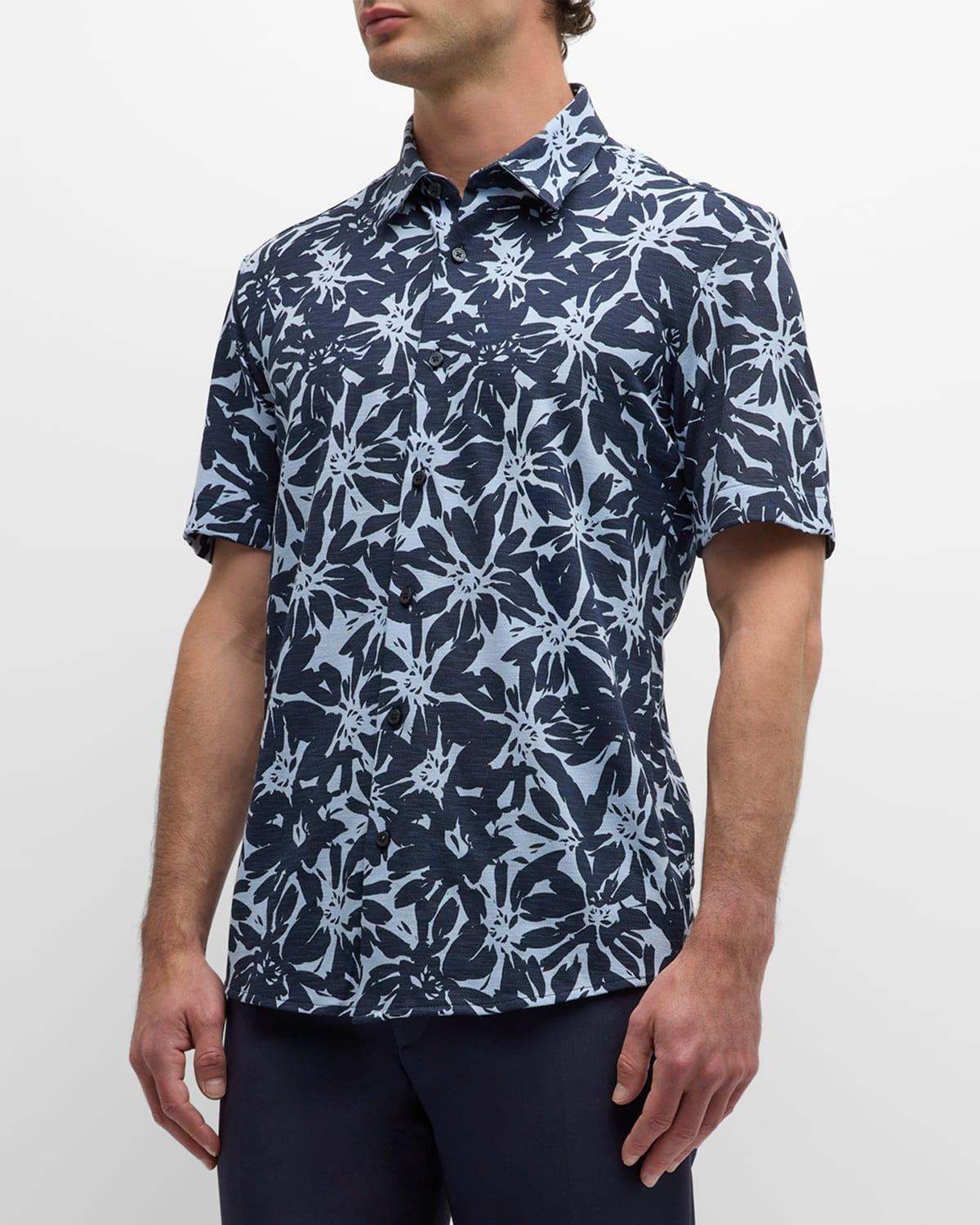 Mens Floral-Print Short-Sleeve Leisure Shirt Product Image