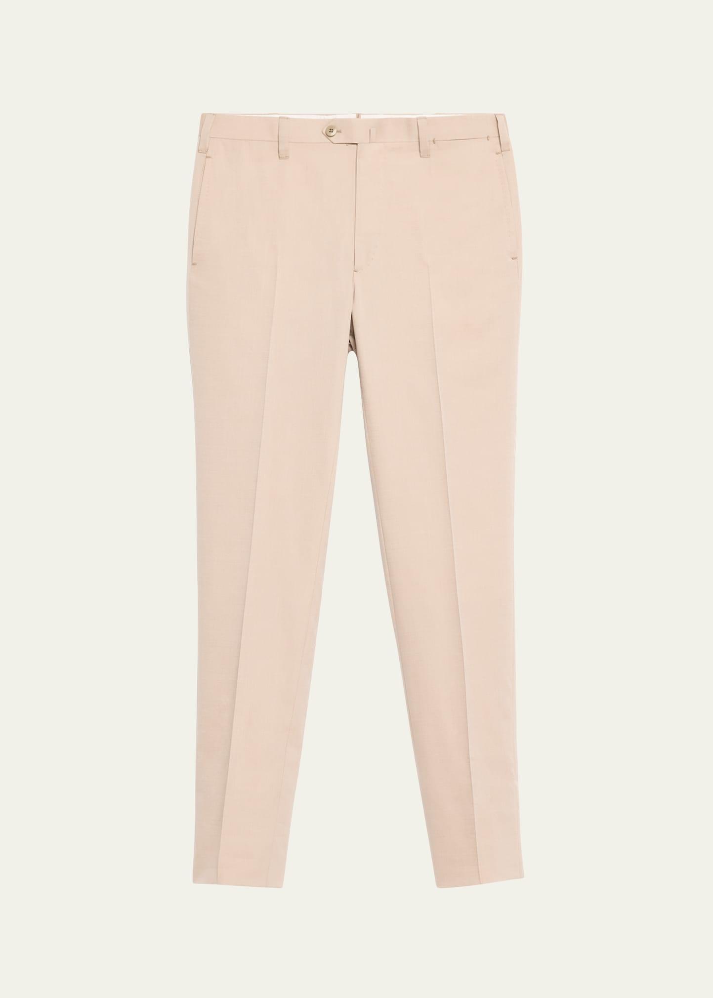 Mens Flat-Front Twill Trousers Product Image