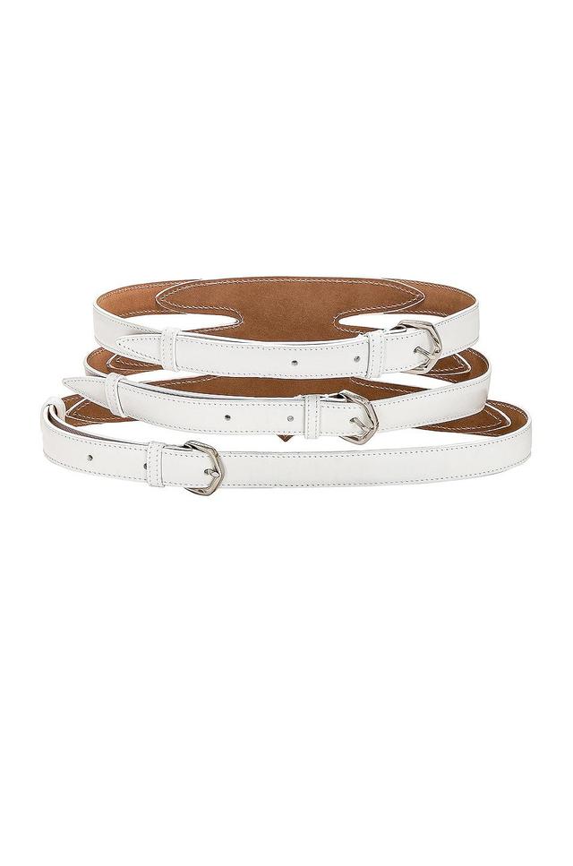 ALAÏA - Women's Multi Buckle Leather Belt - White - 80 cm - Moda Operandi Product Image