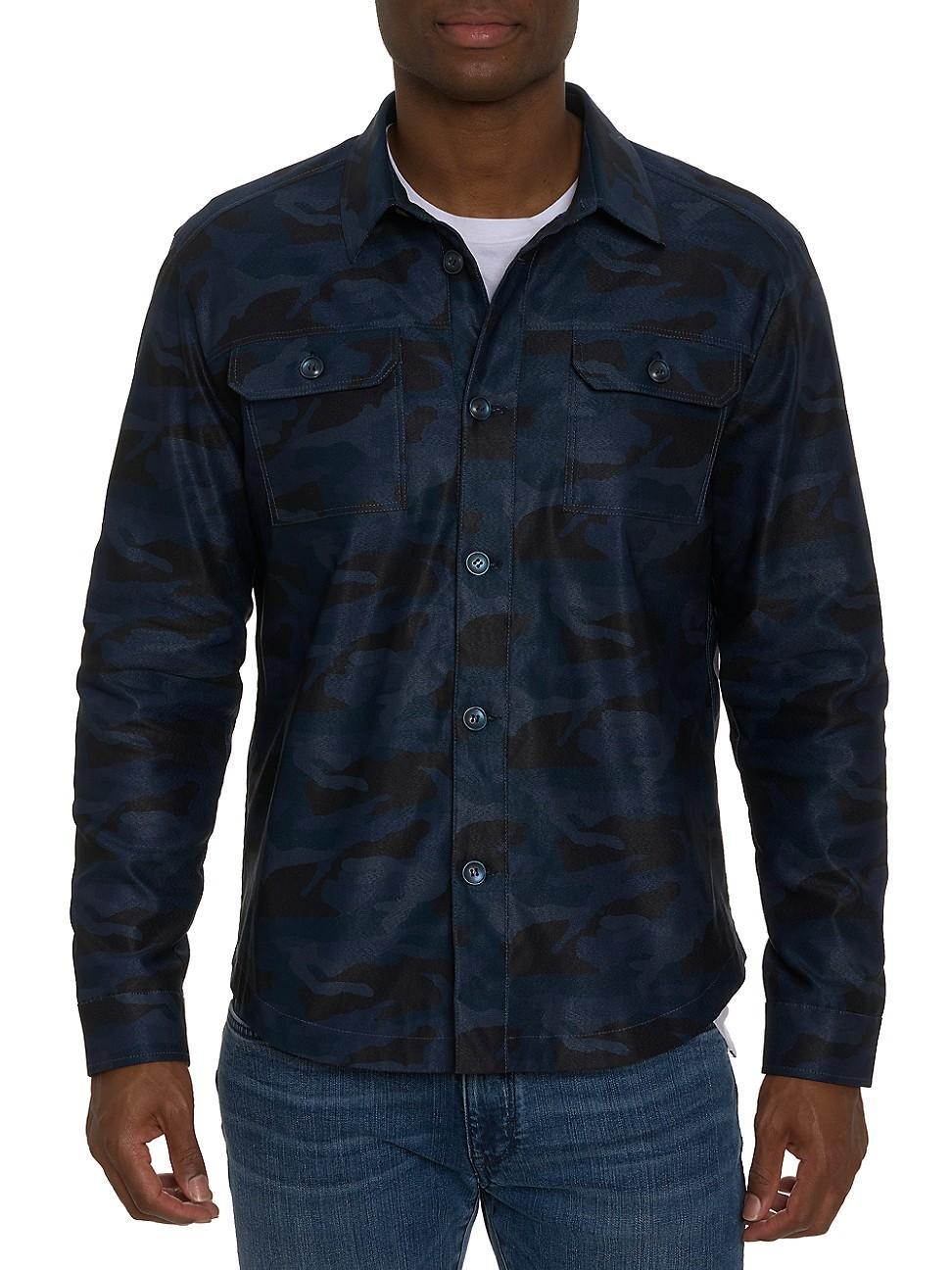 Mens Fiore Camouflage Print Shirt Jacket Product Image