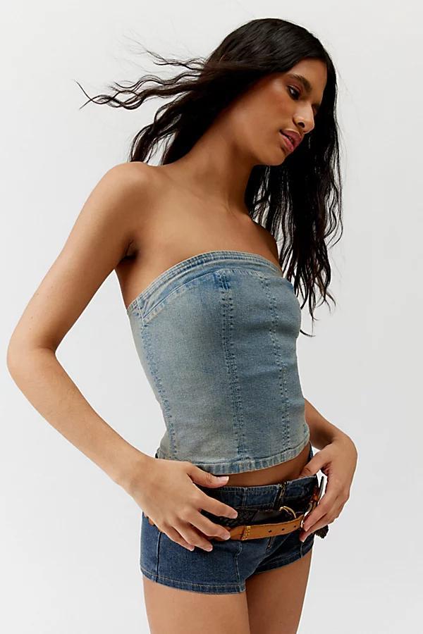 Silence + Noise Charli Denim Tube Top Womens at Urban Outfitters Product Image