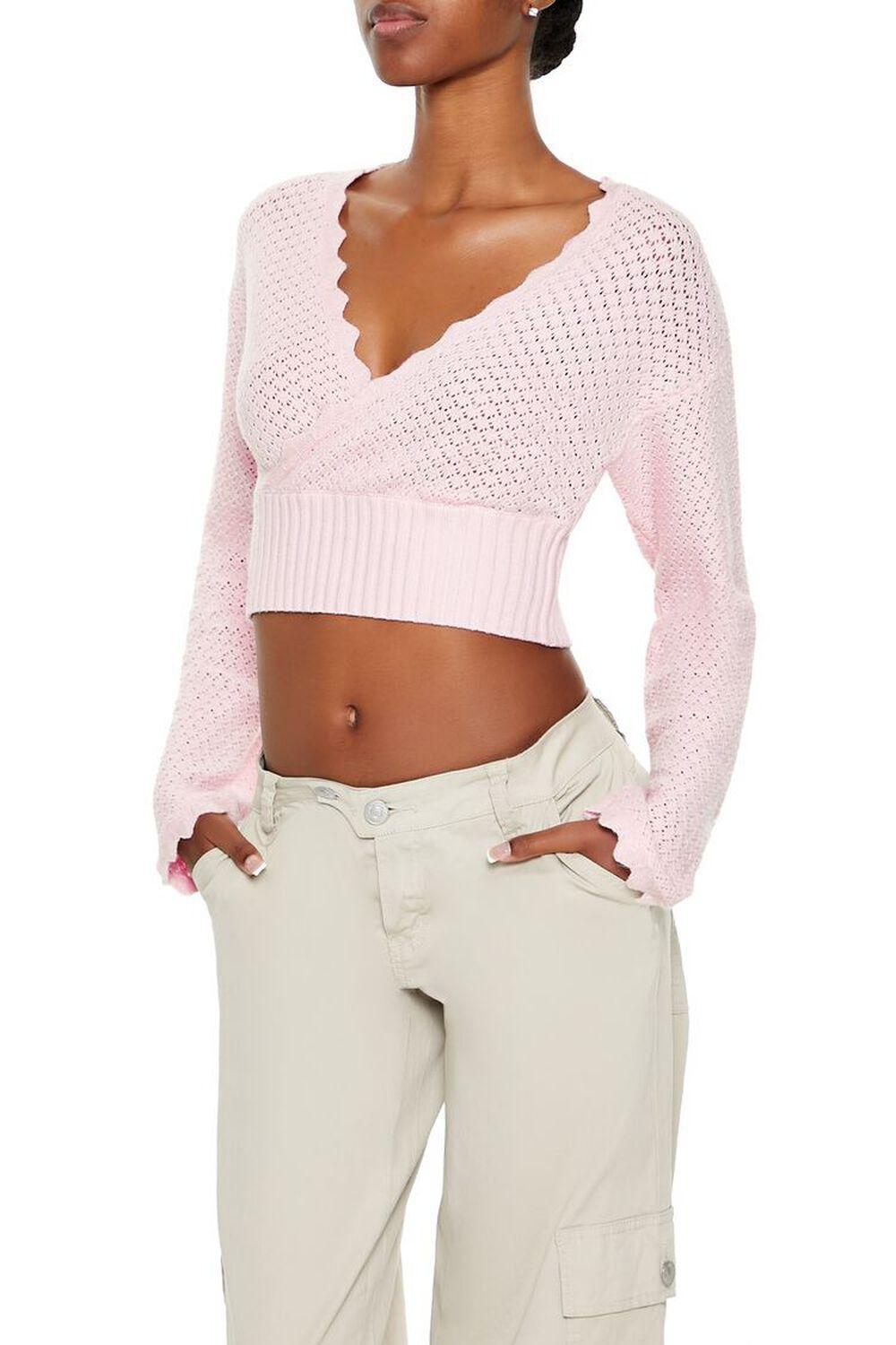 Pointelle Knit Cropped Sweater | Forever 21 Product Image