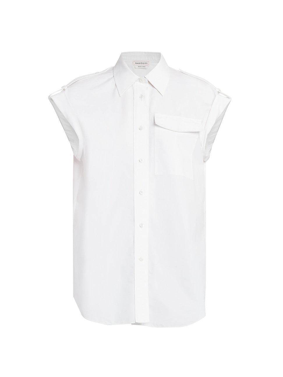 Womens Poplin Cap-Sleeve Shirt product image