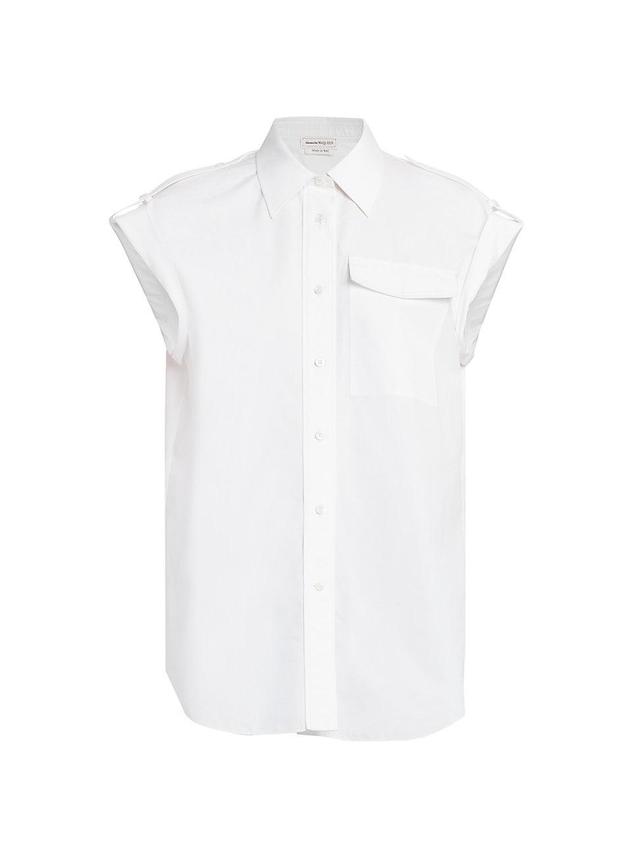 Womens Poplin Cap-Sleeve Shirt Product Image