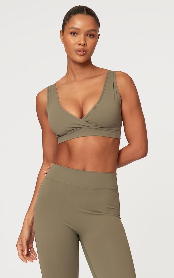 Olive Sculpt Cross Front Sports Bra Product Image