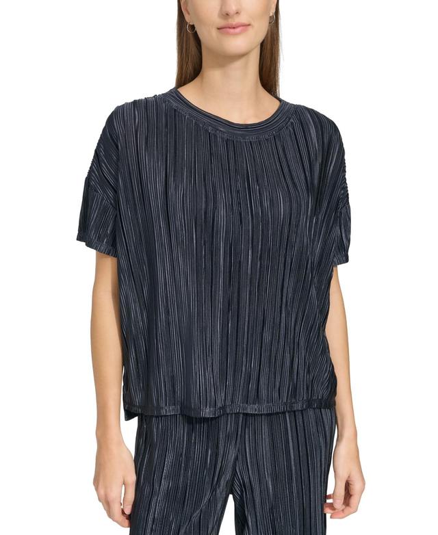 Women's Short-Sleeve Boxy Plissé Top Product Image