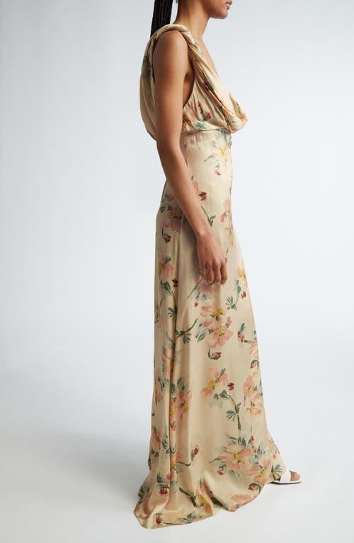 TOTÊME Draped Floral Crepe Maxi Dress In Washed Floral Product Image