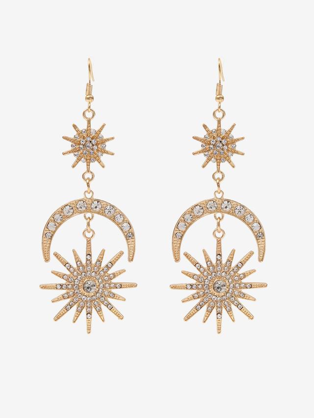 Sun & Moon Rhinestone Decor Drop Earrings Product Image