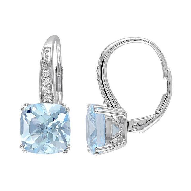 Sky Blue Topaz & Diamond Accent 10k White Gold Drop Earrings, Womens Product Image