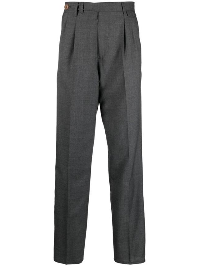 Mid-rise Tailored Wool Trousers In Gray Product Image