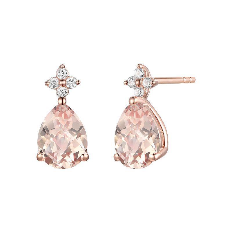 14k Rose Gold Flash-Plated Lab-Created Morganite Stud Earrings, Womens Product Image