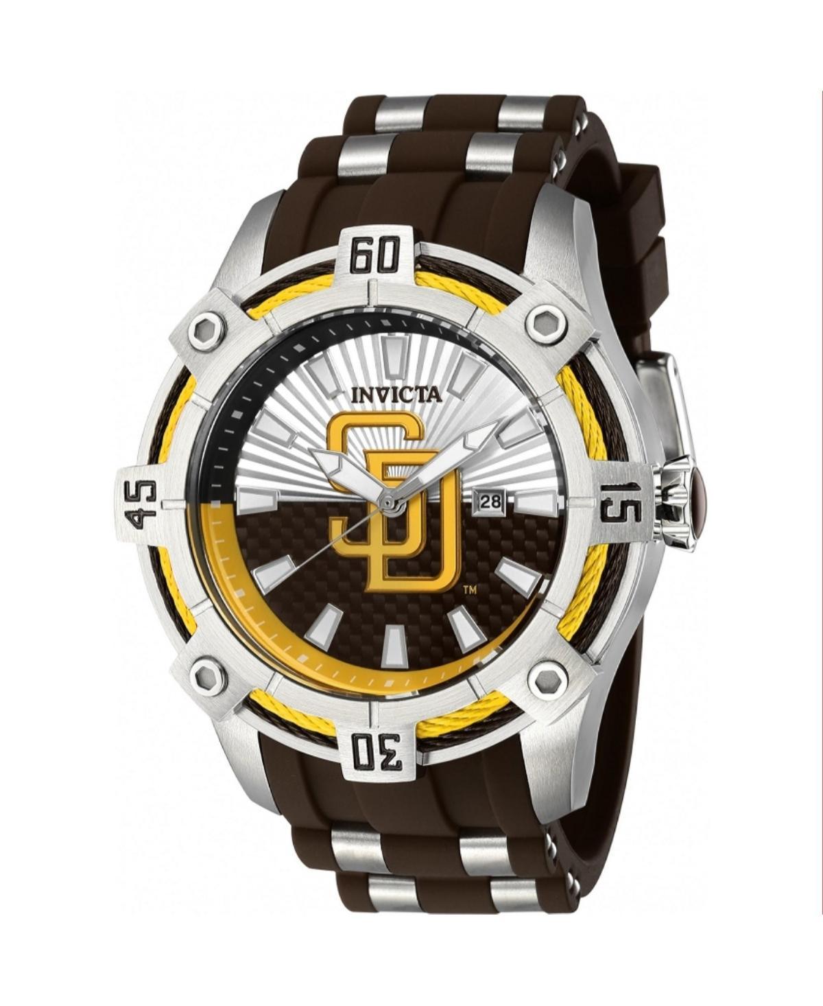 Invicta Mens 43292 Mlb San Diego Padres Quartz Multifunction Silver, Brown, Yellow Dial Watch - Black Product Image