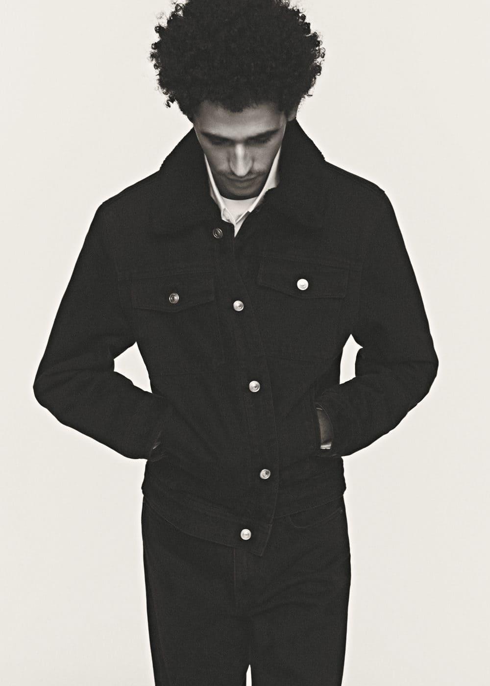 MANGO MAN - Shearling denim jacket black denimMen Product Image