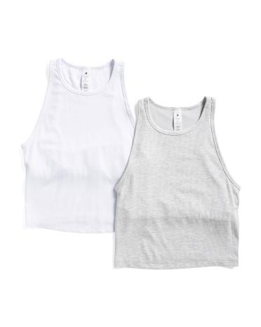 2pk Heavenly Ribbed Stacy Crop Tanks With Shelf Bra for Women Product Image