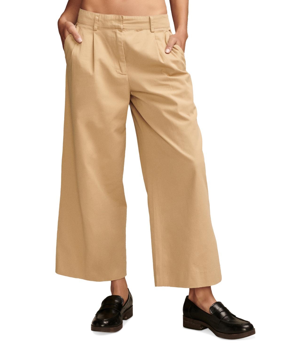 Lucky Brand Womens Pleated Cropped Wide-Leg Pants Product Image