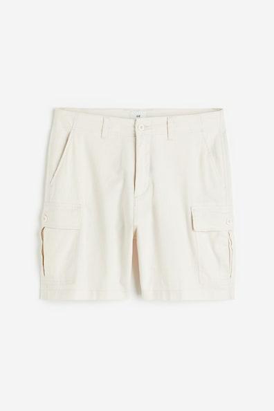 Regular Fit Linen-blend Cargo Shorts Product Image