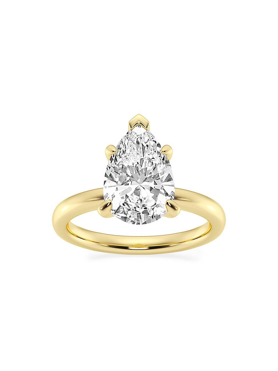 Womens 14K Yellow Gold & Pear-Cut Lab-Grown Diamond Solitaire Ring/0.50-5.00 TCW Product Image