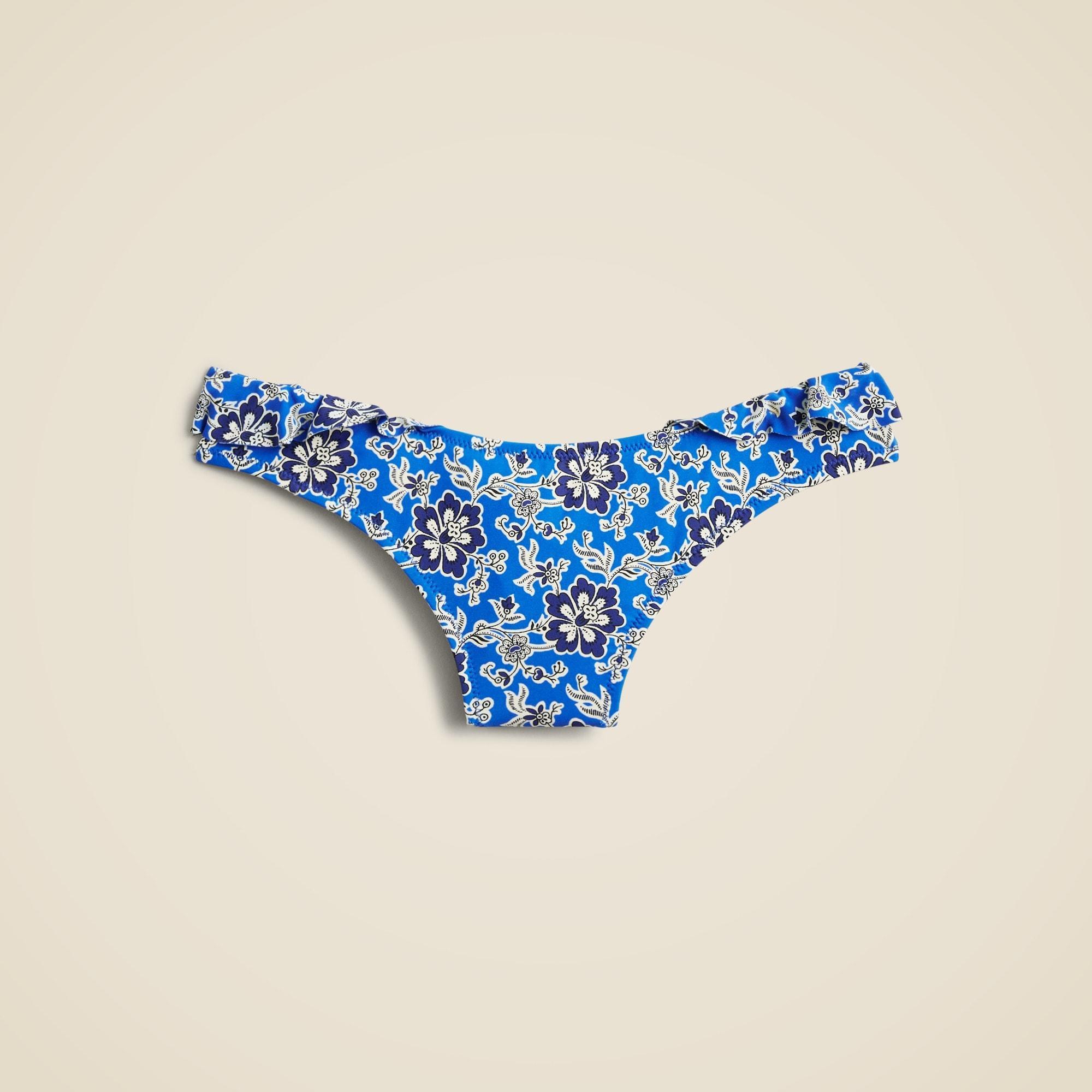 Ruffle bikini bottom in cobalt floral Product Image