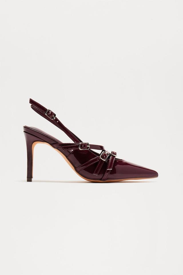 Blake Tiny Buckle Slingback Pumps - Burgundy Product Image