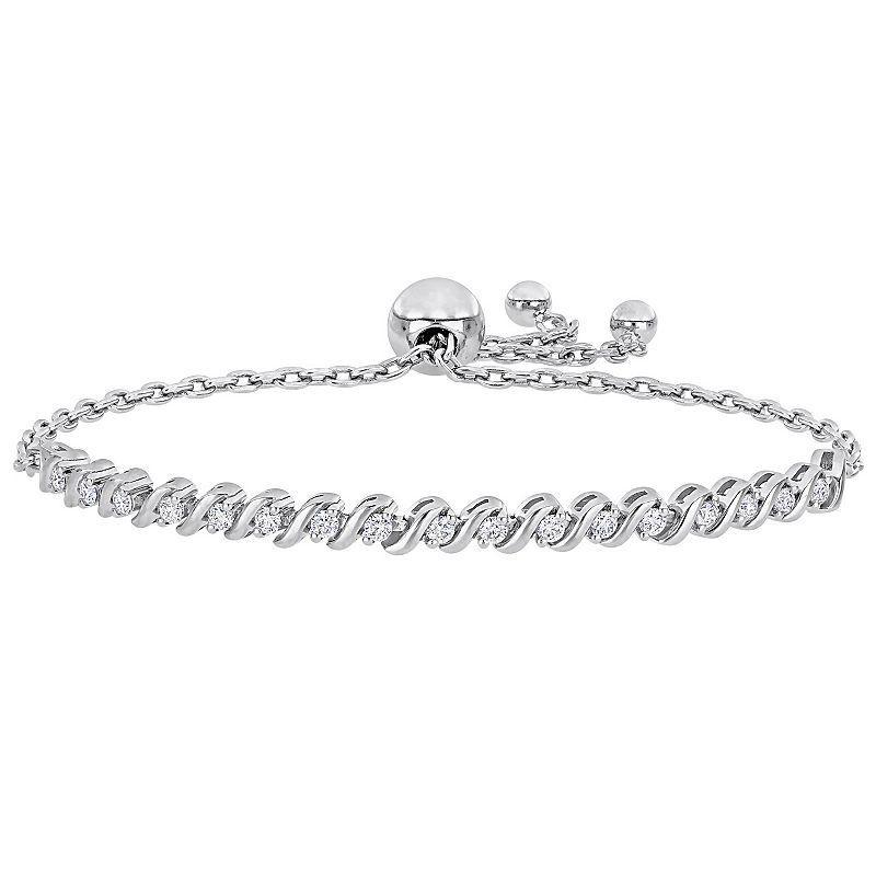 Stella Grace Sterling Silver 1/2 Carat T.W. Lab-Created Moissanite S-Link Adjustable Bolo Bracelet, Womens Product Image