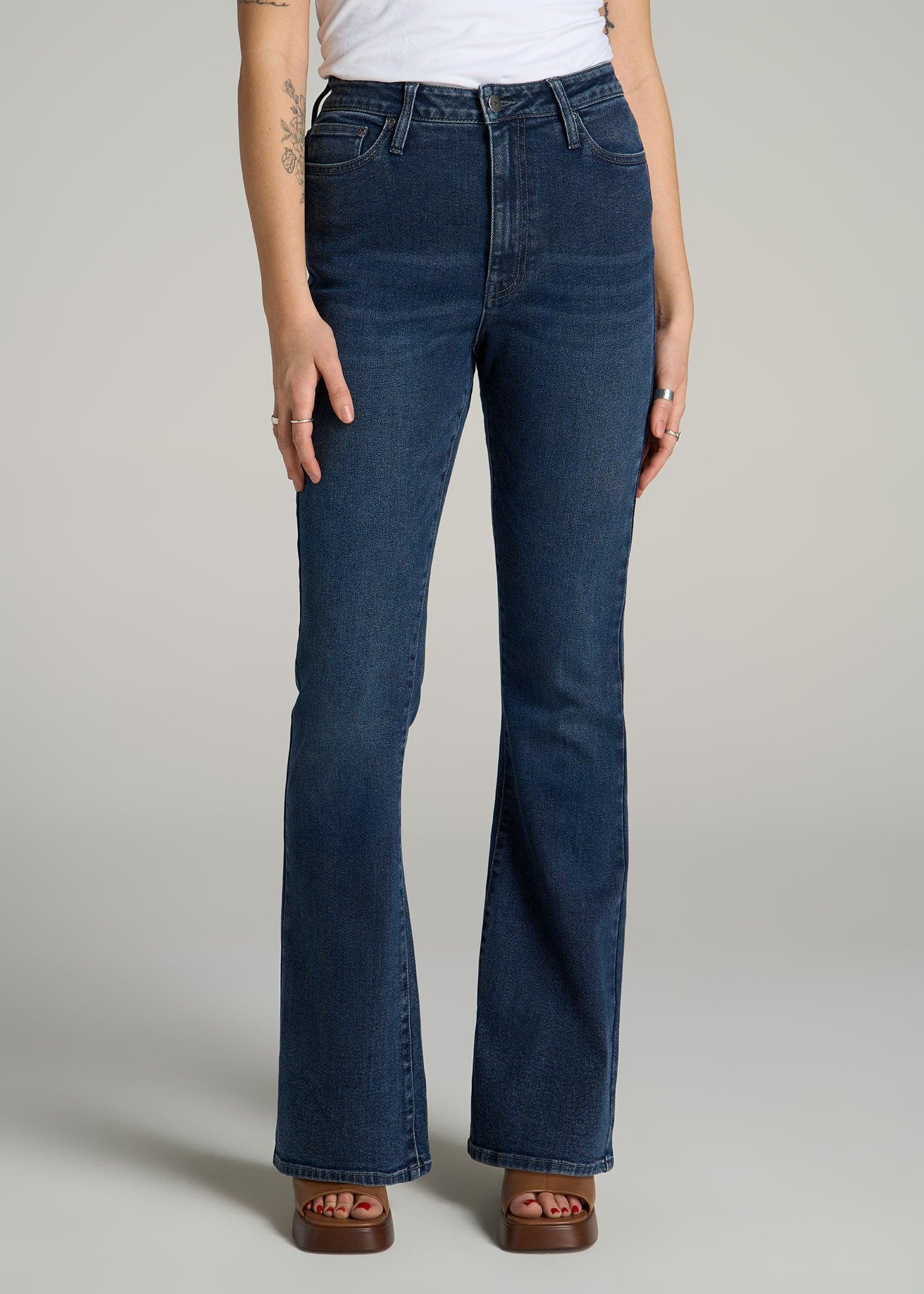 Chloe High Rise Flare Jeans for Tall Women in Faded Dark Indigo product image