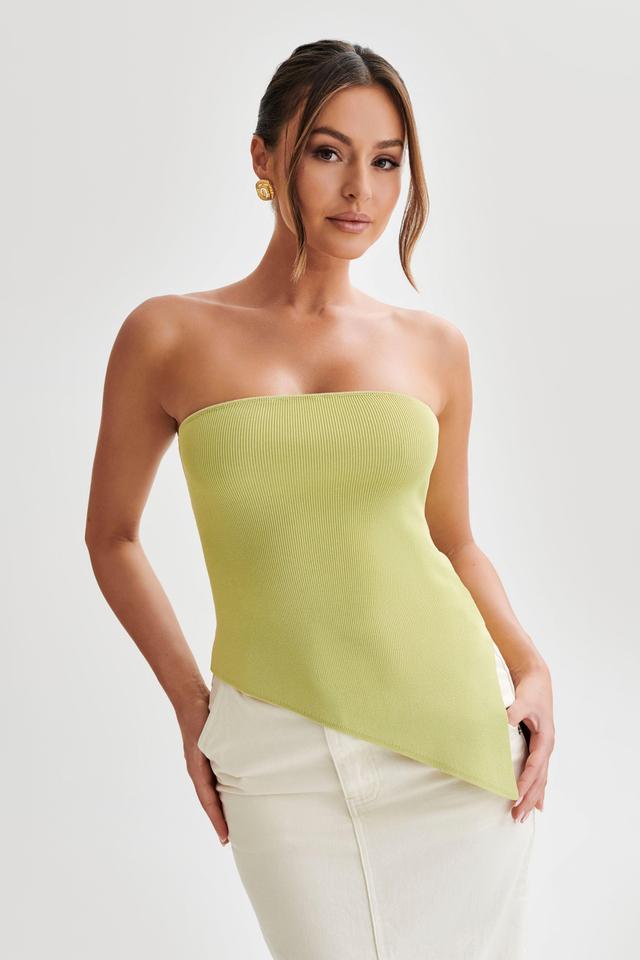 Sidney Asymmetrical Strapless Knit Top - Apple Product Image