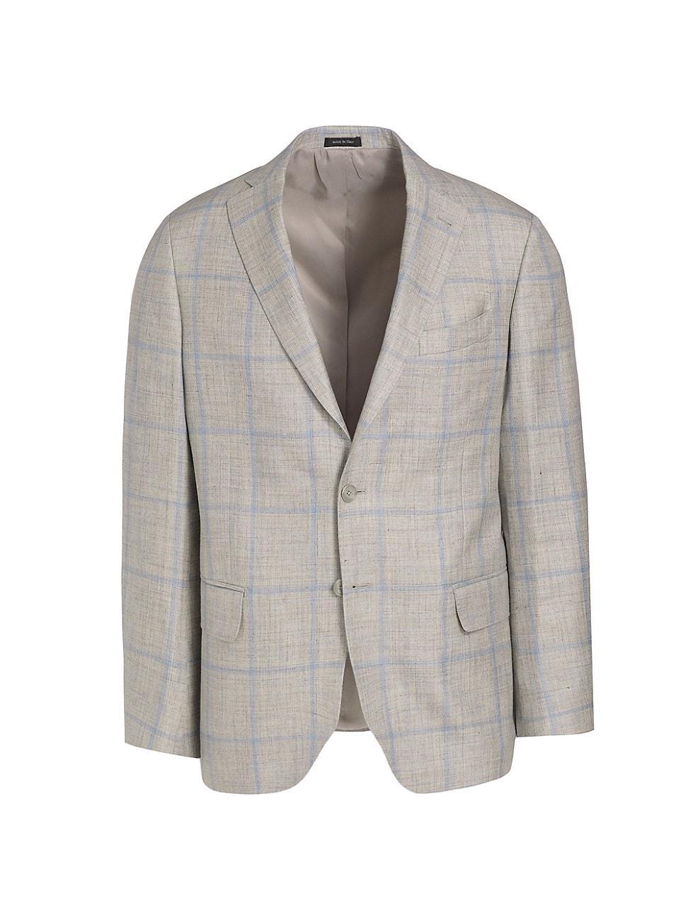 Mens COLLECTION Windowpane Wool & Silk-Blend Two-Button Sport Coat Product Image