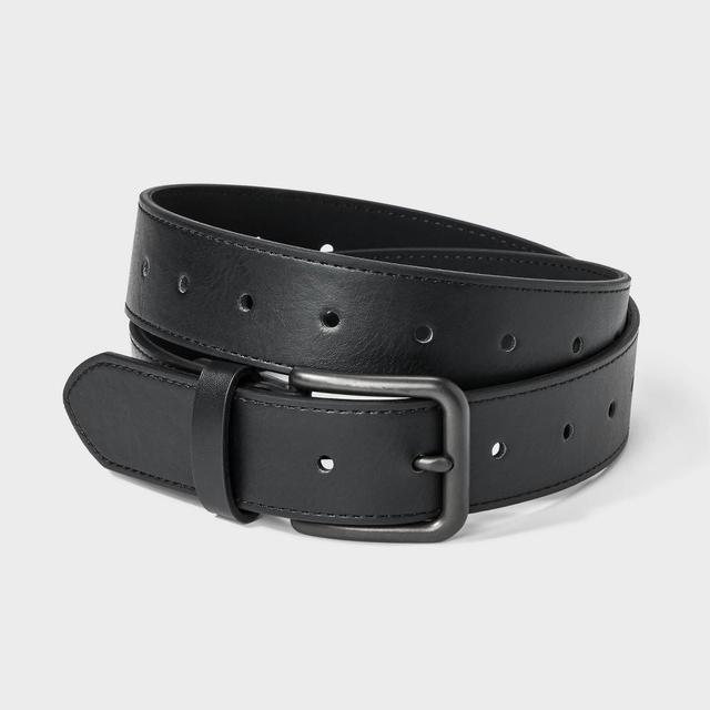 Mens Casual Fully Adjustable Laser Cut Belt - Goodfellow & Co Black Product Image