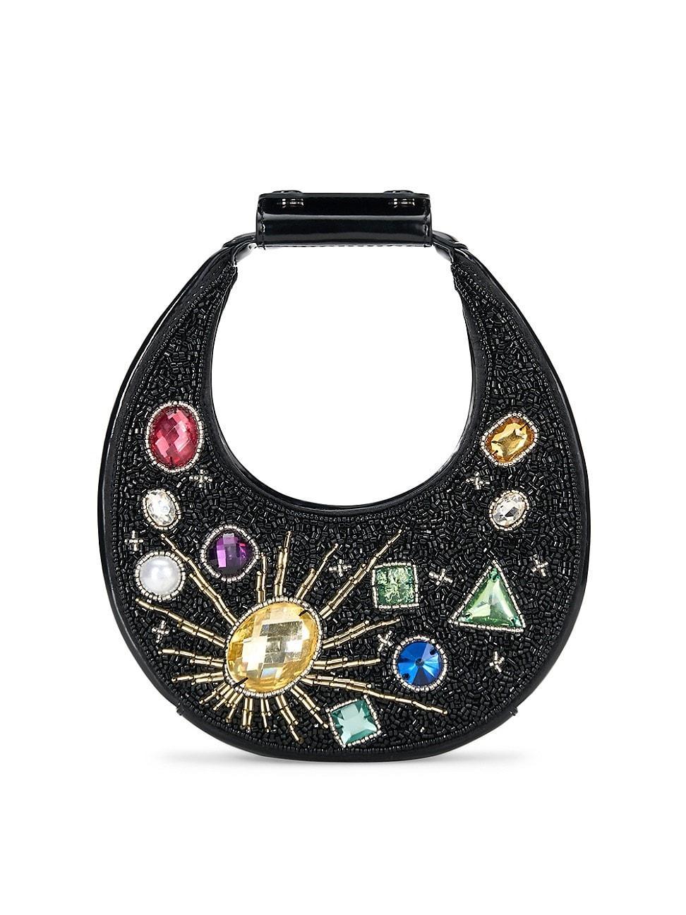 Womens Good Night Moon Beaded Leather Top Handle Bag Product Image