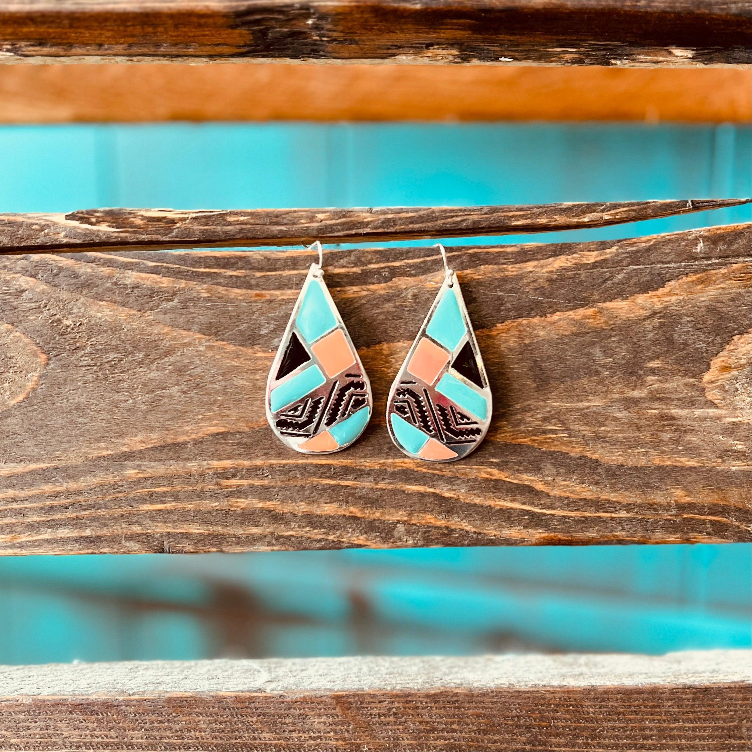 Mosaic Tear Drop Earrings Product Image