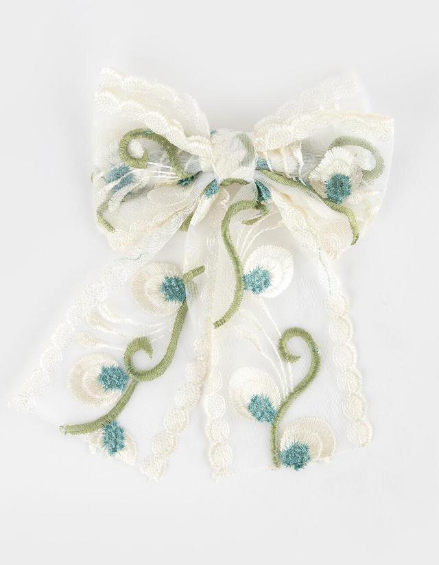 FULL TILT Blue Floral Embroidered Bow Hair Clip Product Image