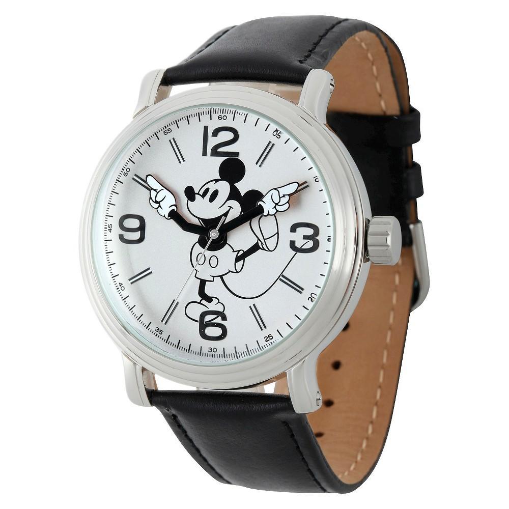 Mens Disney Mickey Mouse Shinny Black & White Vintage Articulating Watch with Alloy Case - Black Product Image