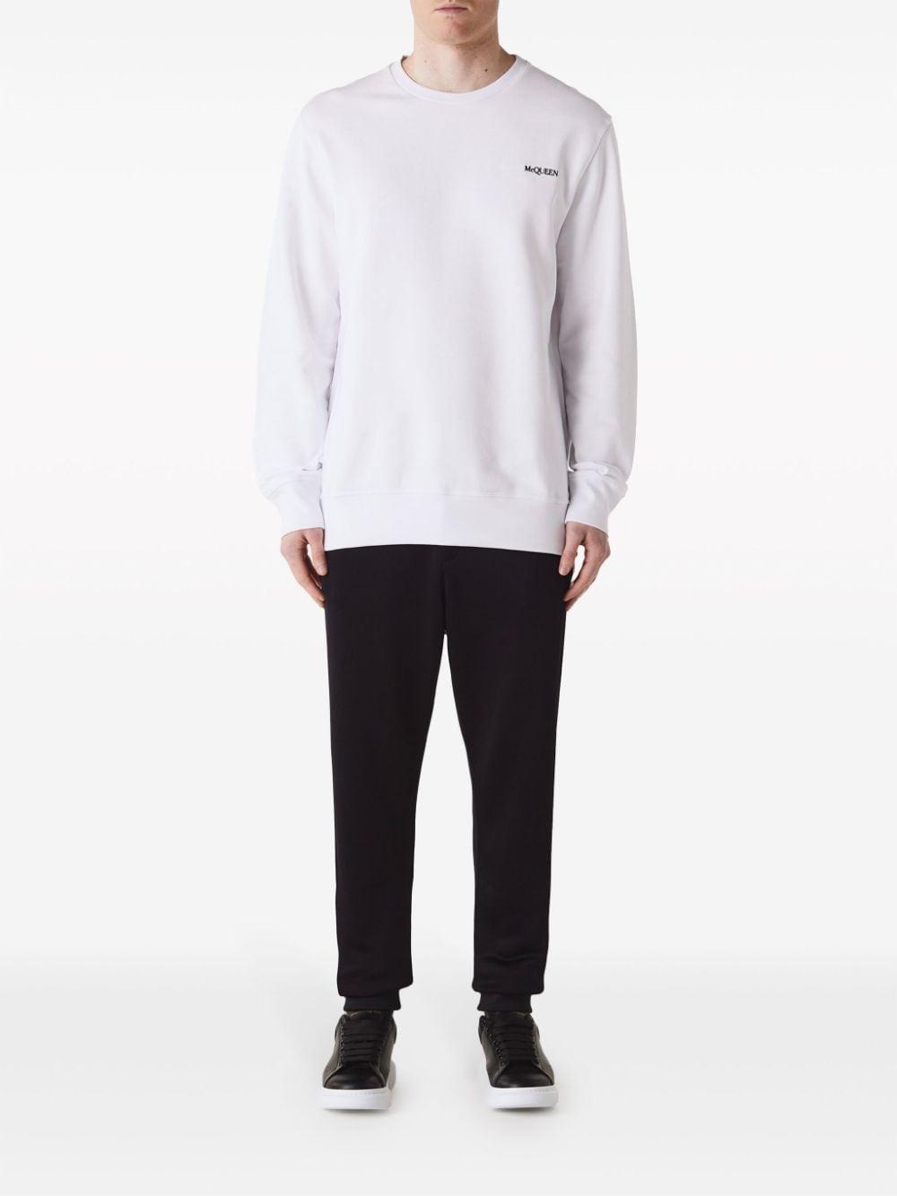 Cotton Ribbed Crew-neck Sweater In White Product Image