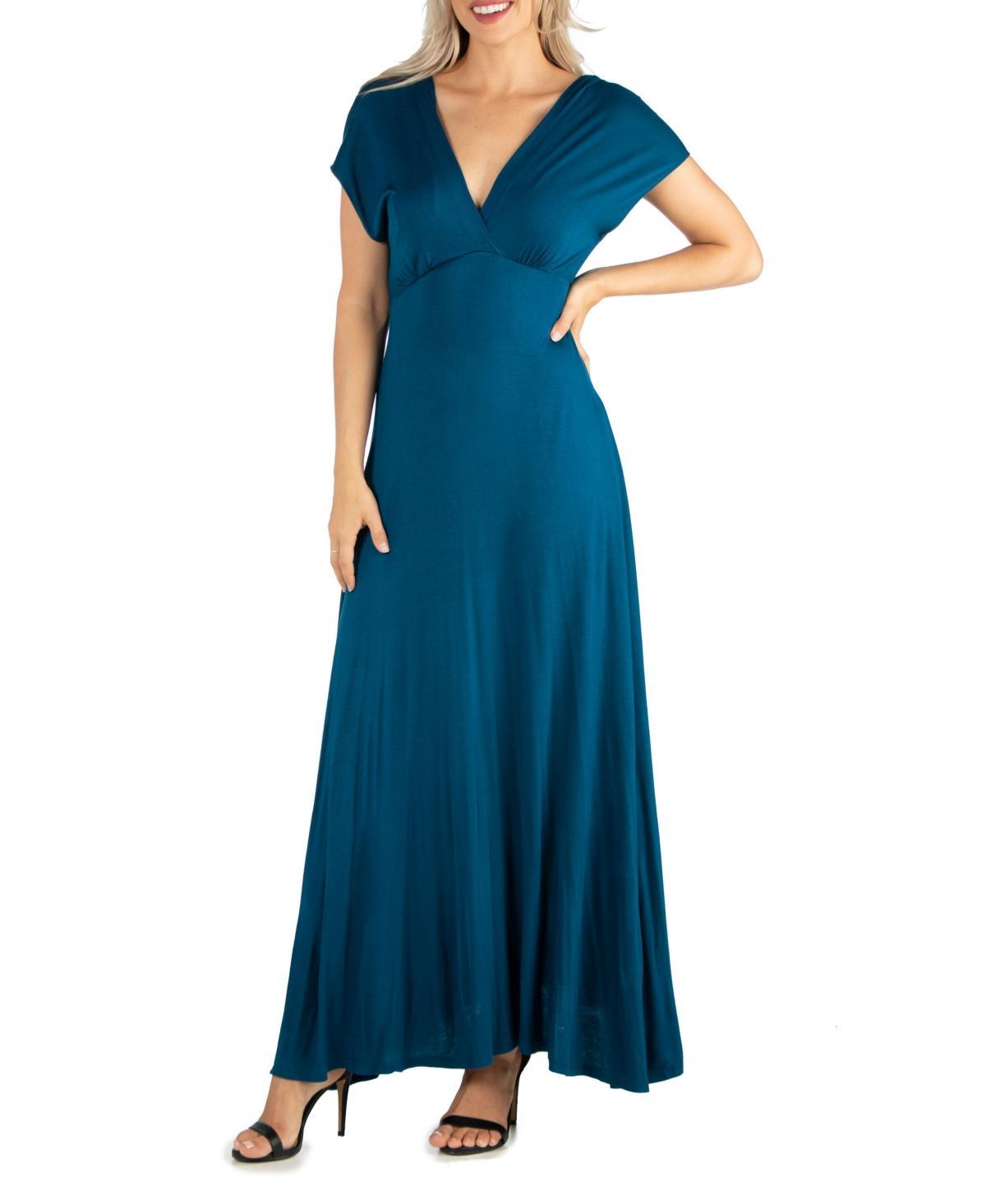 Womens Cap Sleeve V-Neck Maxi Dress Product Image