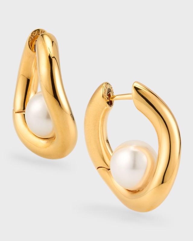 Balenciaga - Loop Faux Pearl Hoop Earrings - Womens - Pearl Product Image