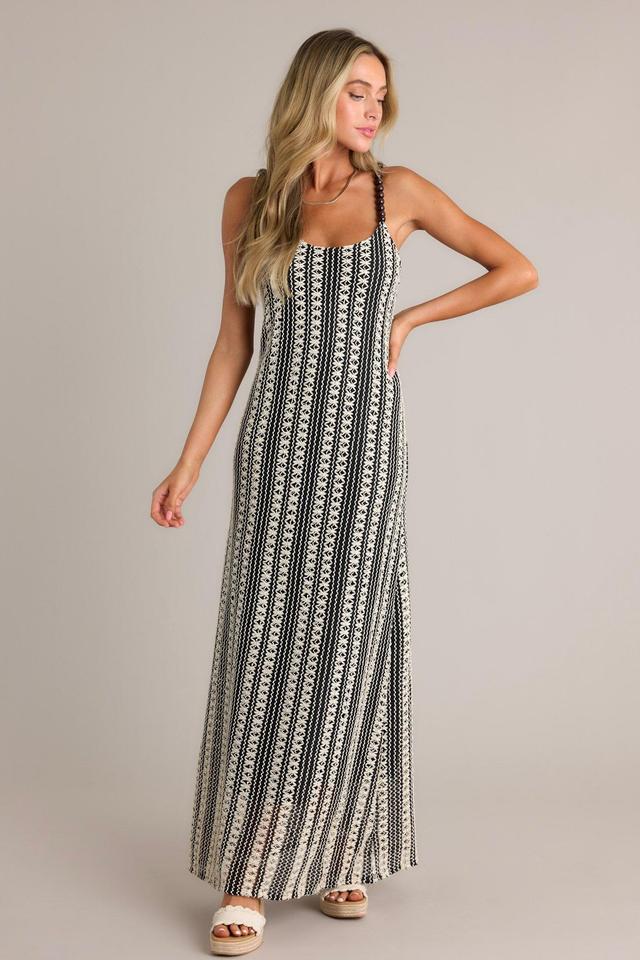 Regal Rhapsody 100% Cotton Black Stripe Knit Maxi Dress Product Image