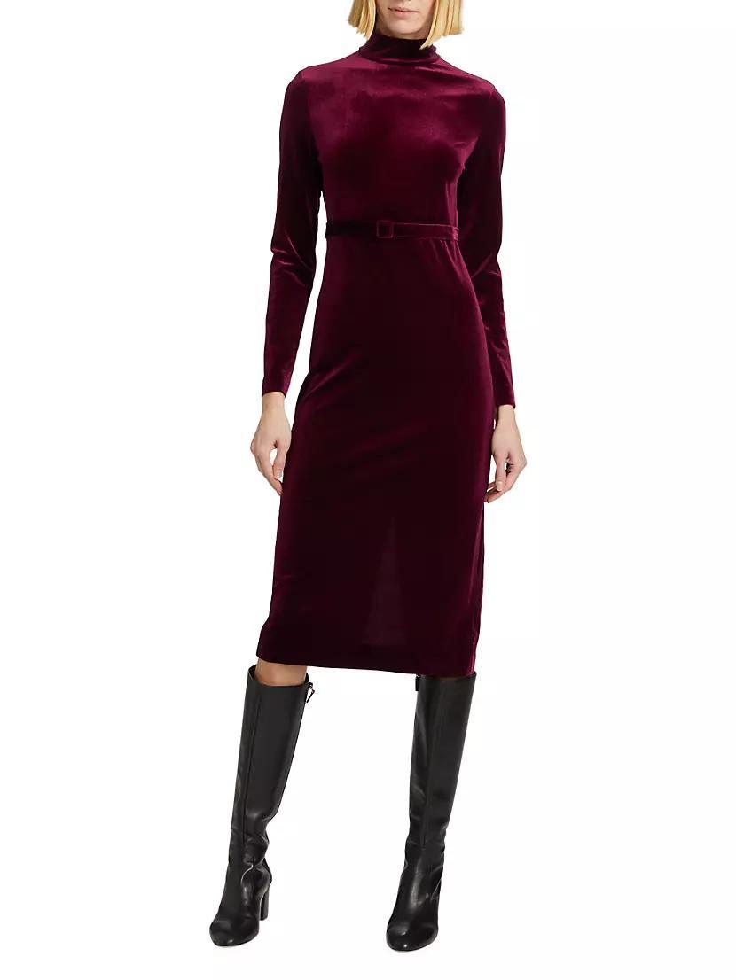 Romy Velvet Belted Midi-Dress Product Image