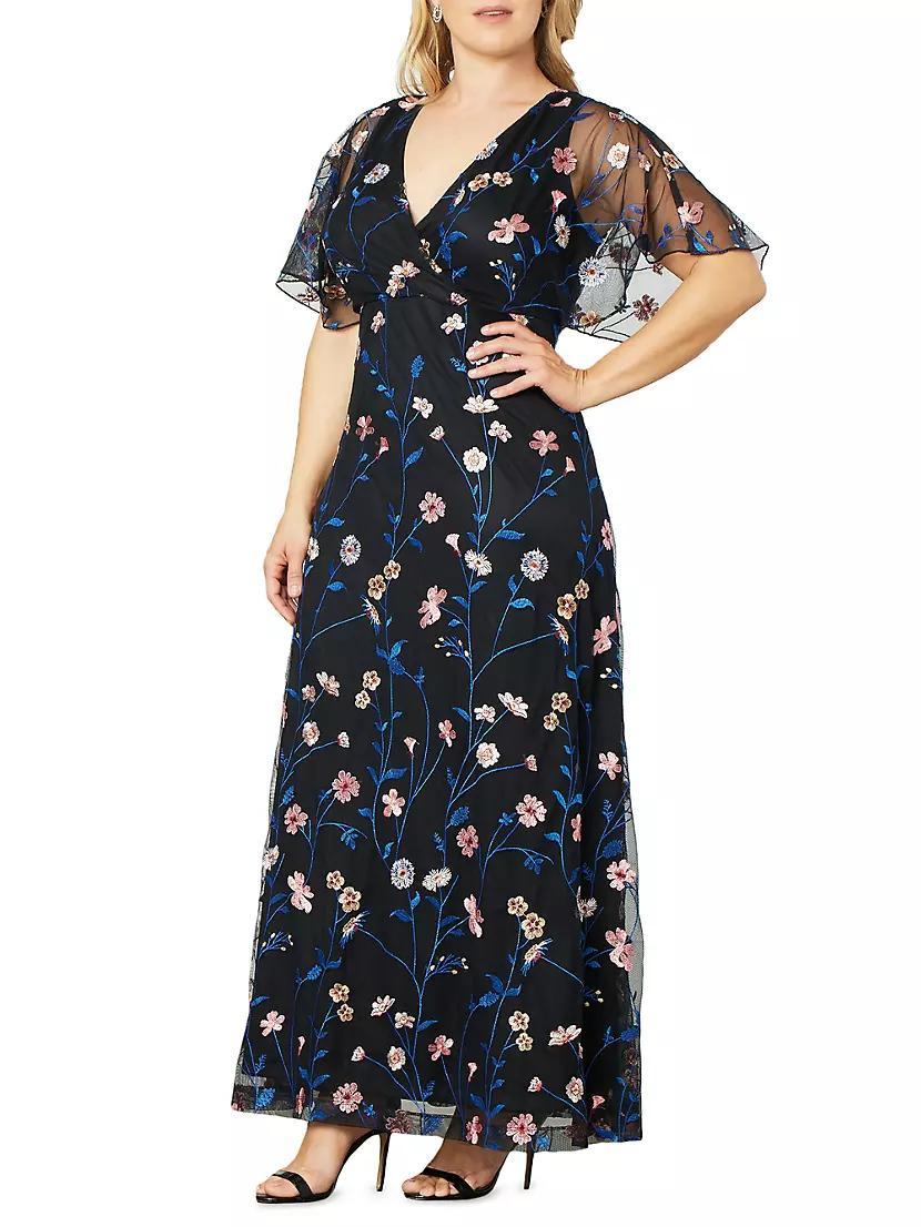 Embroidered Elegance Floral Gown Product Image