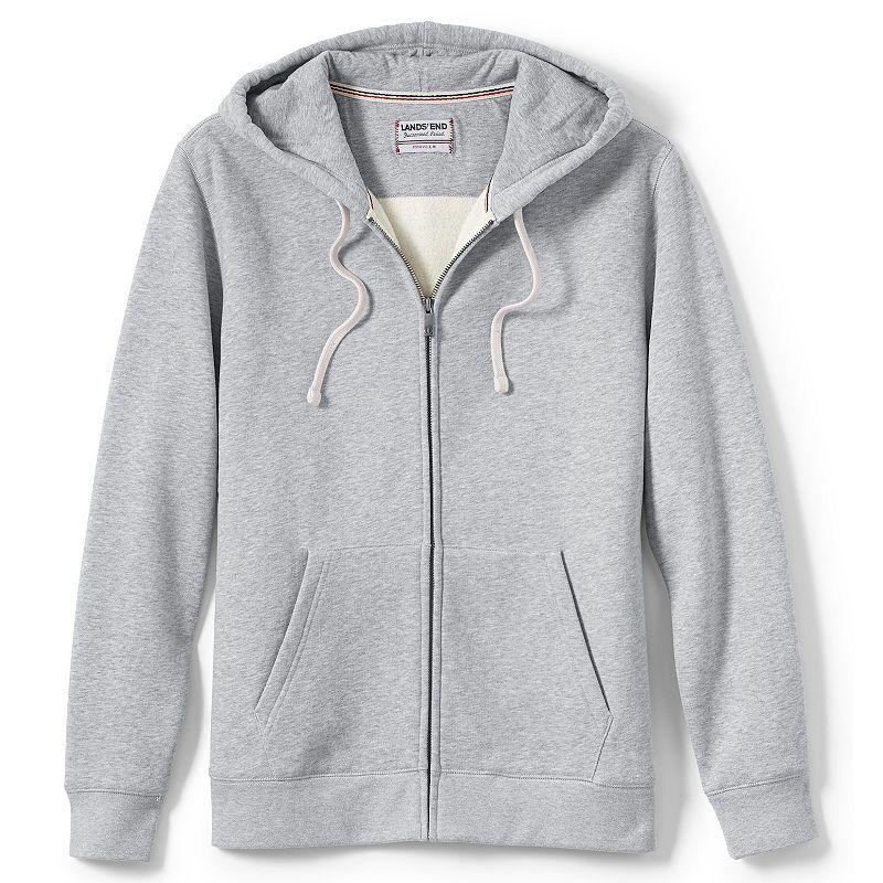 Mens Lands End Serious Sweats Full-Zip Hoodie Gray Grey Product Image