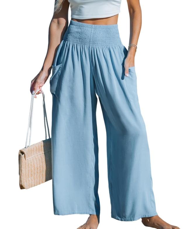 Cupshe Womens Powder Blue Straight Leg Utility Pants - Light Product Image